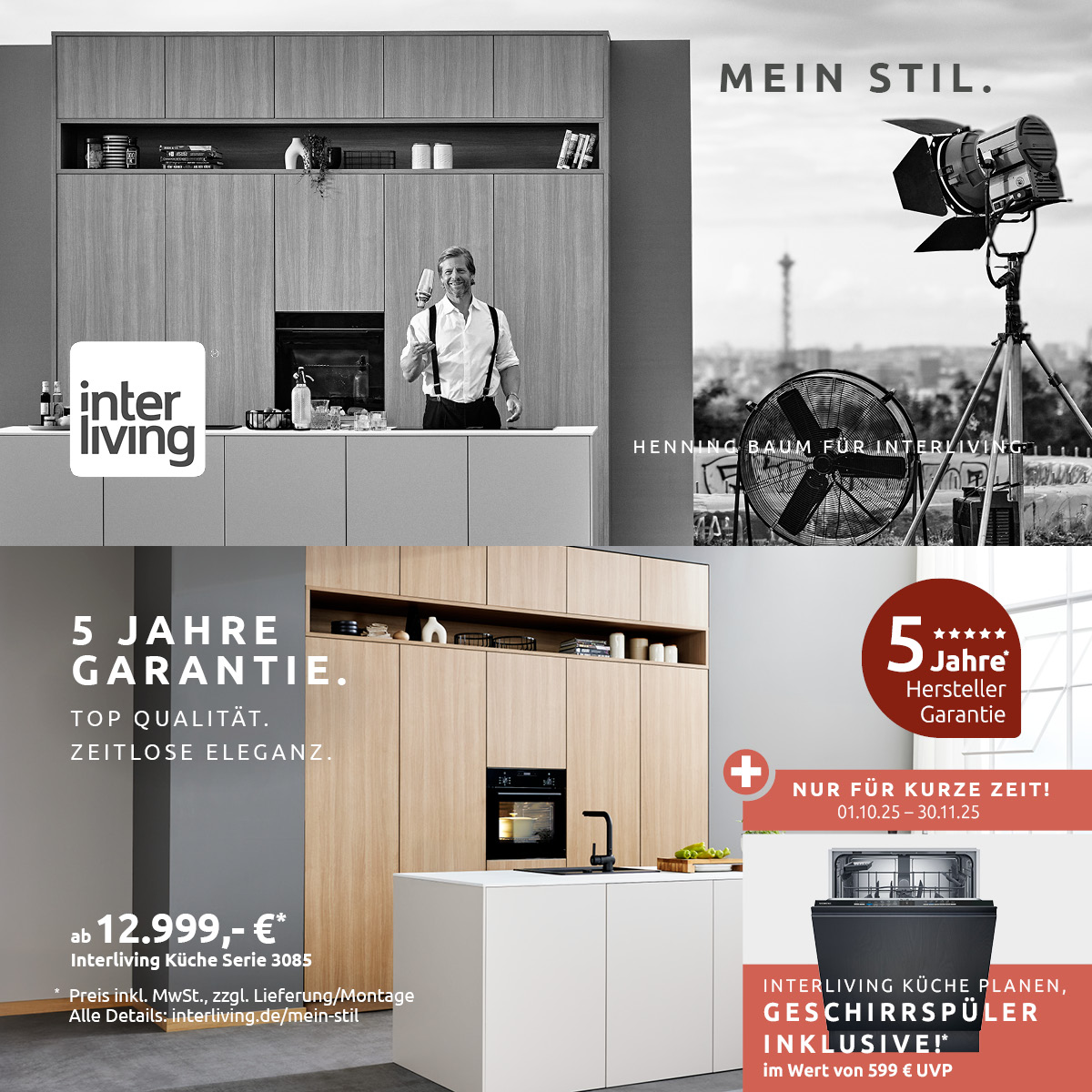 Interliving Kampange Küche mit Henning Baum Henning Baum steht in einer Interliving Küche