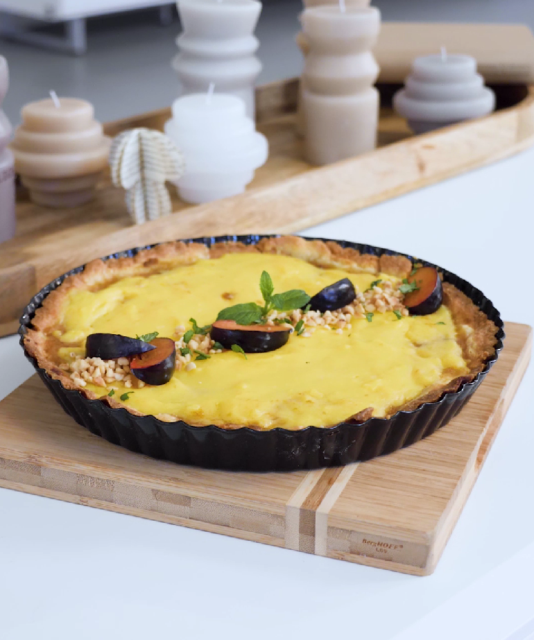 Herbstleckerei Pflaumen Pudding Tarte