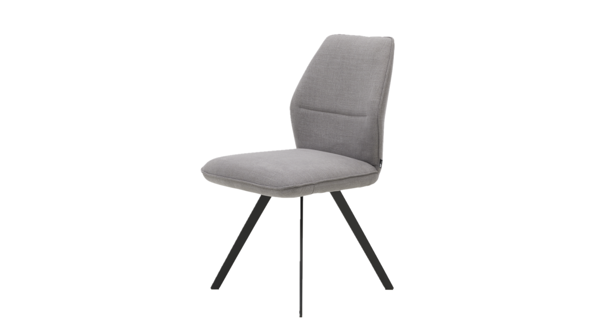 Stuhl der Interliving Esszimmer Serie 5102 - Steppung R2 im Rücken, Stativ-Gestell G3, Eisen schwarz, Bezug Webstoff „Tirol kiesel“