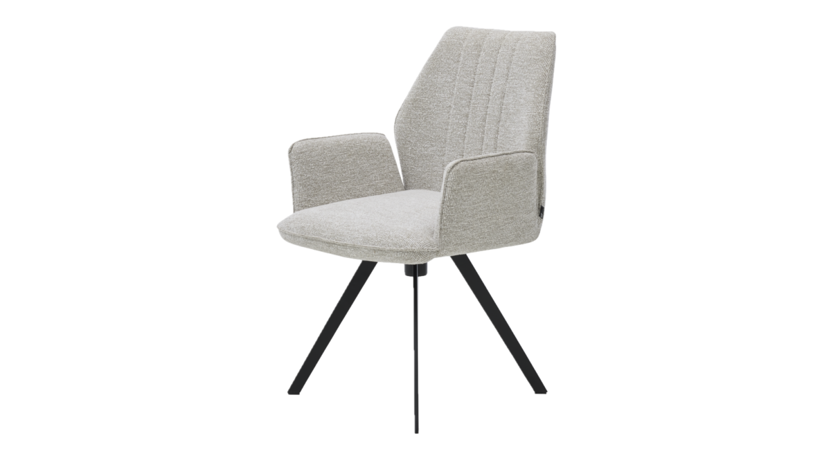 Stuhl der Interliving Esszimmer Serie 5102 - Steppung R1 im Rücken, Stativ-Gestell G3, Eisen schwarz, Bezug Jaquard Flachgewebe „Lodge linen“